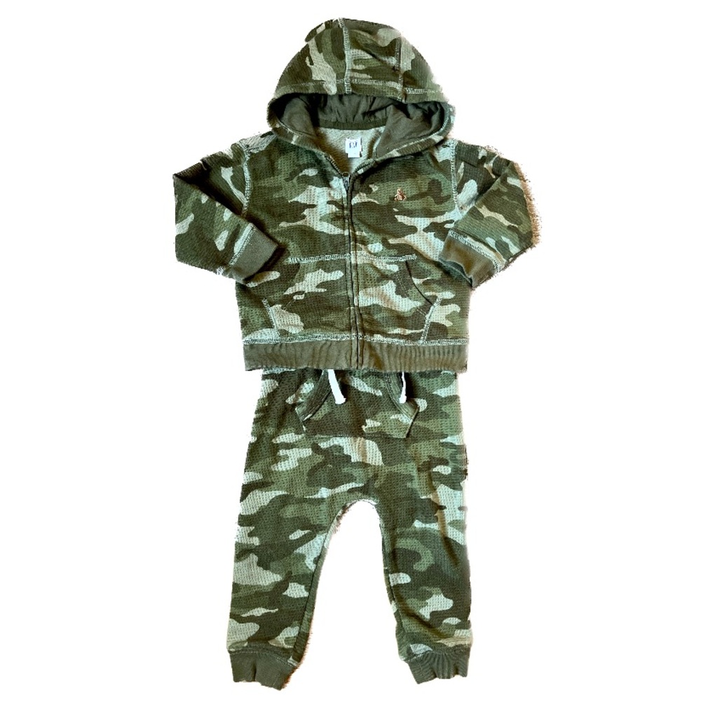 Baby Gap Ottoman Waffle Thermal Camo Sweat Set